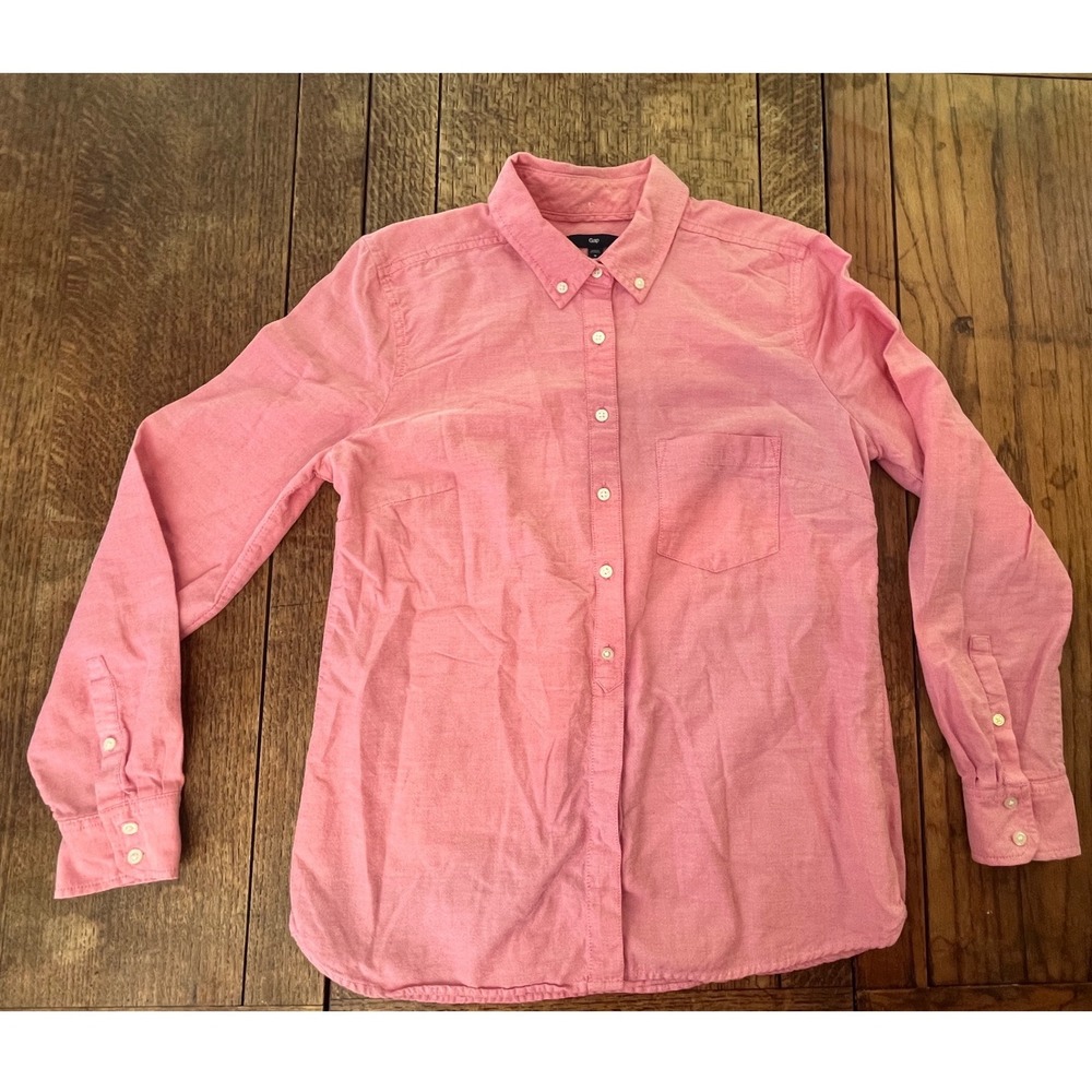 GAP women's pink long sleeve button up shirt Medium 100% cotton
